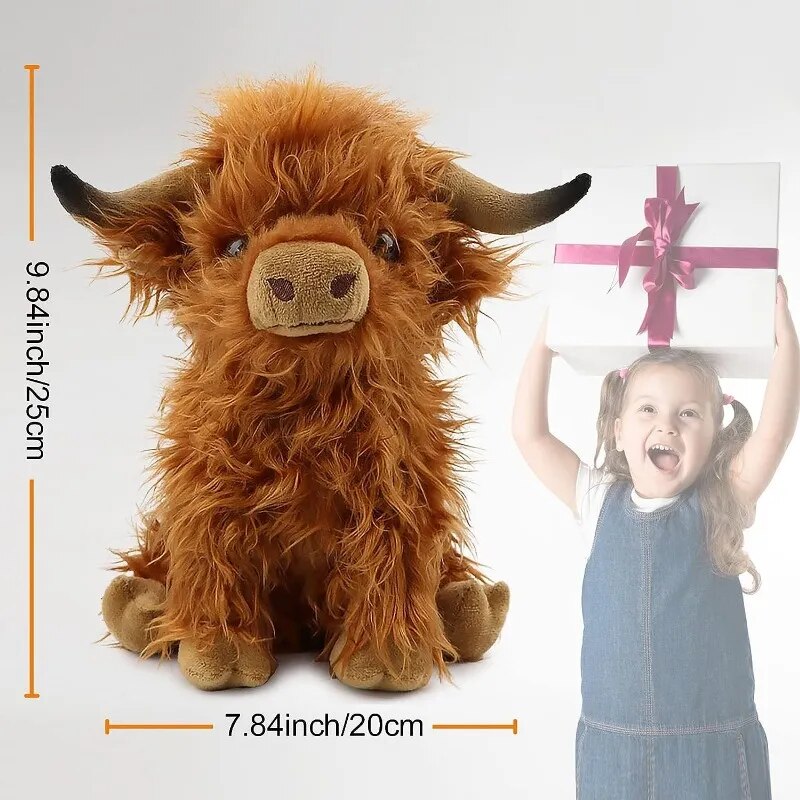 Highland Cow Stuffed Animal Plush Toys, Realistic Soft Cuddly Farm Toy, 10inch Soft Cow Plush Toy Christmas Gift for Kids ShopOnlyDeal