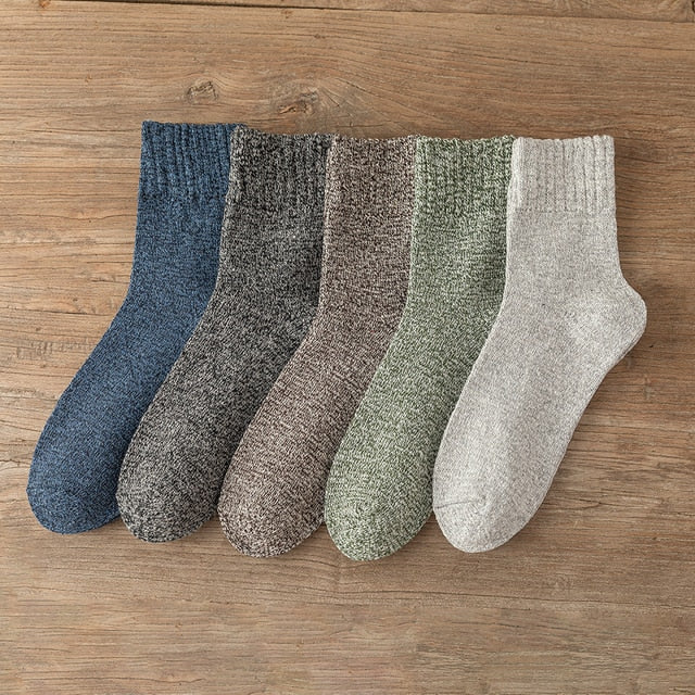 Warm Socks Hot New Winter Socks Man Socks Thick Warm Wool Socks Retro Style High Quality 5 Pairs Set Women Socks Couple Models Free Size ShopOnlyDeal