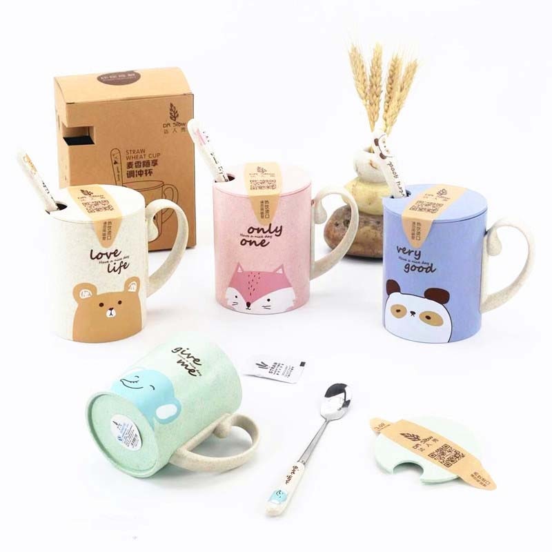 Cartoon Animal Mug With Lid Spoon Milk Coffee Mug for Tea Milk Travel Cup Large Capacity Kids Cup Nice Gift Uptrends