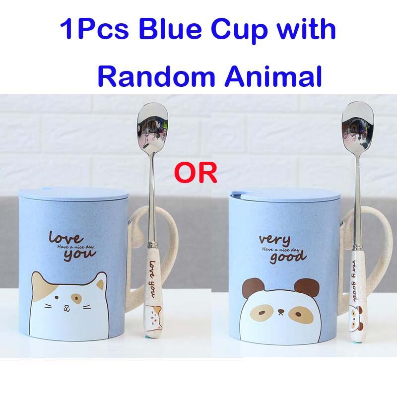 Cartoon Animal Mug With Lid Spoon Milk Coffee Mug for Tea Milk Travel Cup Large Capacity Kids Cup Nice Gift Uptrends