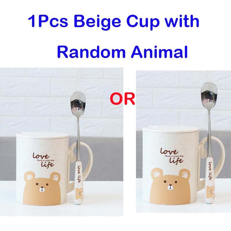 Cartoon Animal Mug With Lid Spoon Milk Coffee Mug for Tea Milk Travel Cup Large Capacity Kids Cup Nice Gift Uptrends