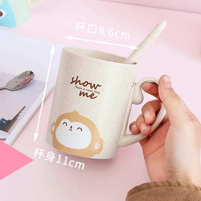 Cartoon Animal Mug With Lid Spoon Milk Coffee Mug for Tea Milk Travel Cup Large Capacity Kids Cup Nice Gift Uptrends