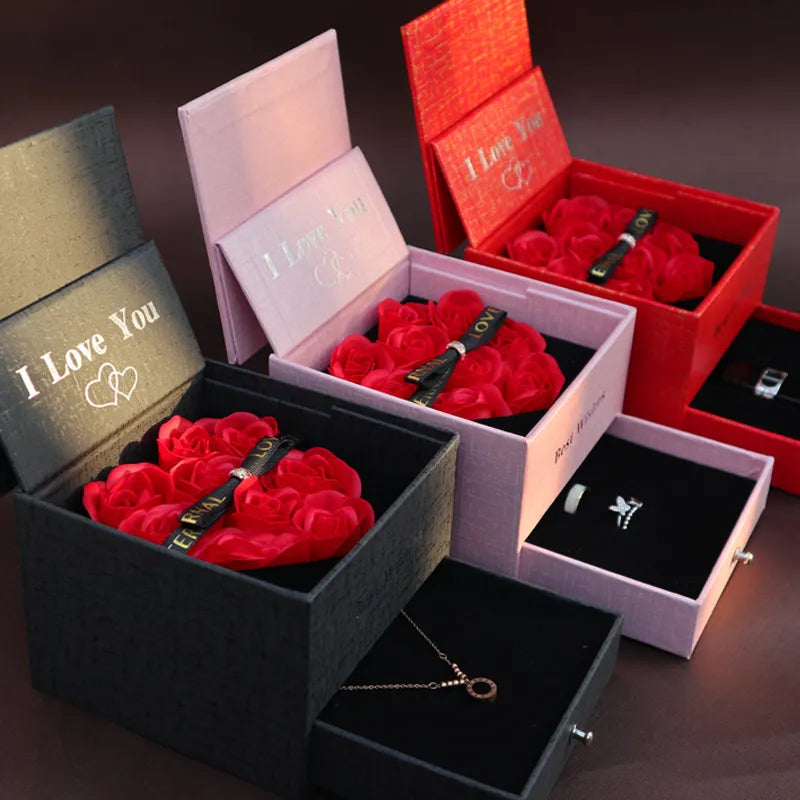 I Love You Heart Rose Gift Box For Women GirlFriend Christmas Gifts 2023 New In Fashion Romantic Necklace Ring  Jewelry Box ShopOnlyDeal