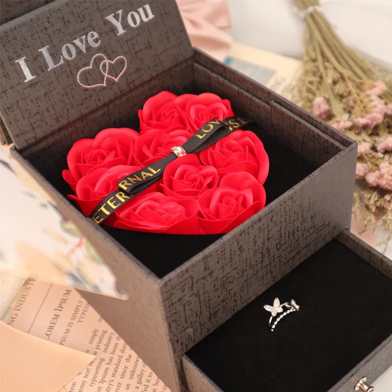 I Love You Heart Rose Gift Box For Women GirlFriend Christmas Gifts 2023 New In Fashion Romantic Necklace Ring  Jewelry Box ShopOnlyDeal