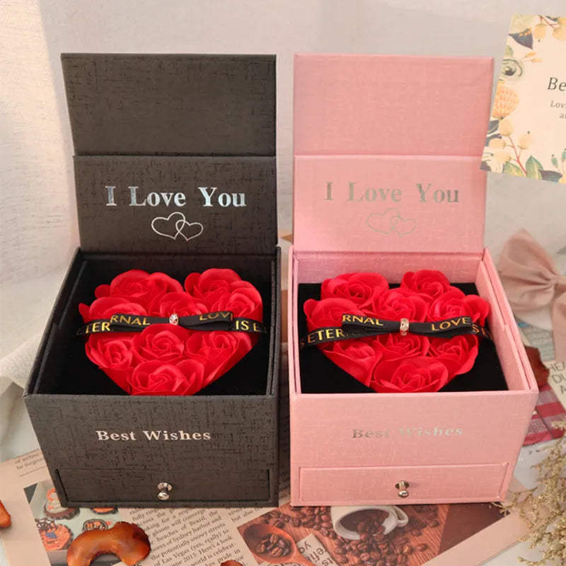 I Love You Heart Rose Gift Box For Women GirlFriend Christmas Gifts 2023 New In Fashion Romantic Necklace Ring  Jewelry Box ShopOnlyDeal