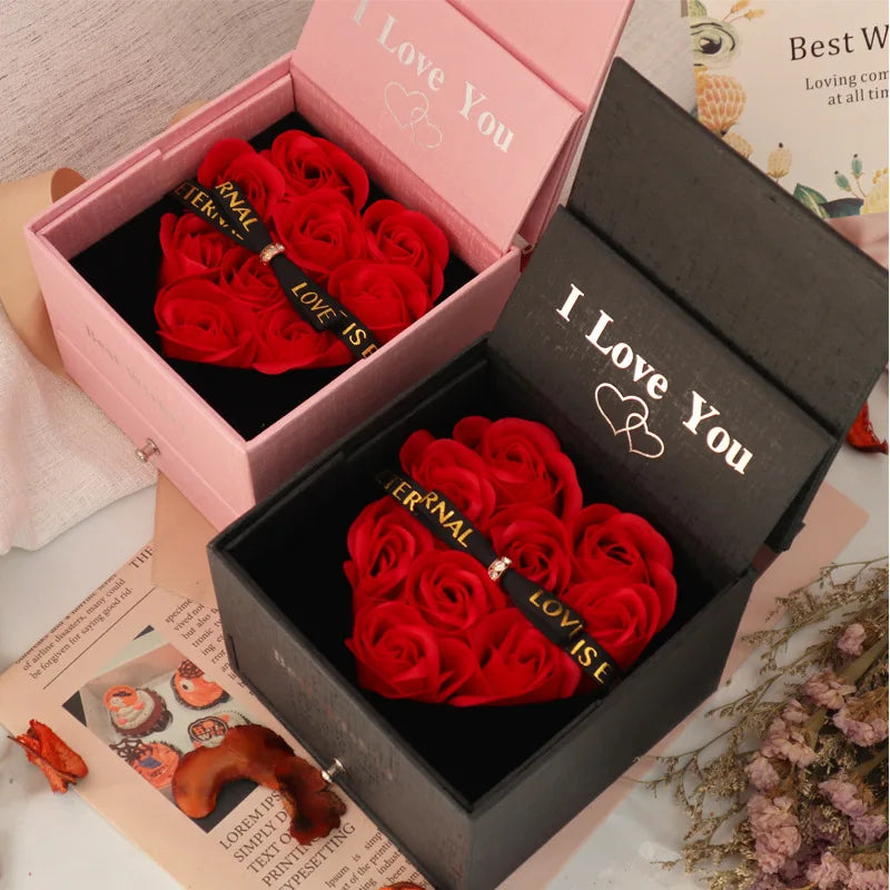 I Love You Heart Rose Gift Box For Women GirlFriend Christmas Gifts 2023 New In Fashion Romantic Necklace Ring  Jewelry Box ShopOnlyDeal