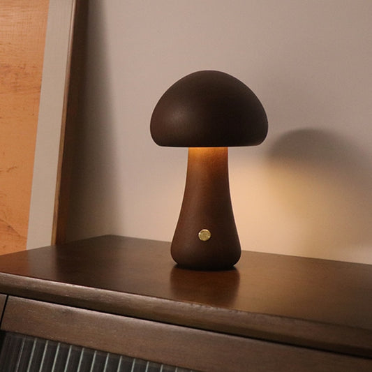 Mushroom Night Light With Touch Switch Wooden Cute Mushroom Bedside Table Lamp For Bedroom Childrens Room Sleeping Night Lamps Uptrends