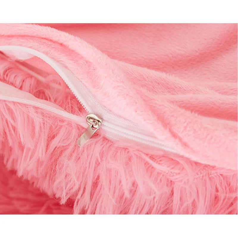 Winter Warm Plush Duvet Cover Pink Romantic Princess Mink Velvet +Fluffy Flannel Quilt Cover Luxury Bedding Set King Size Home Furnishing Departments Store