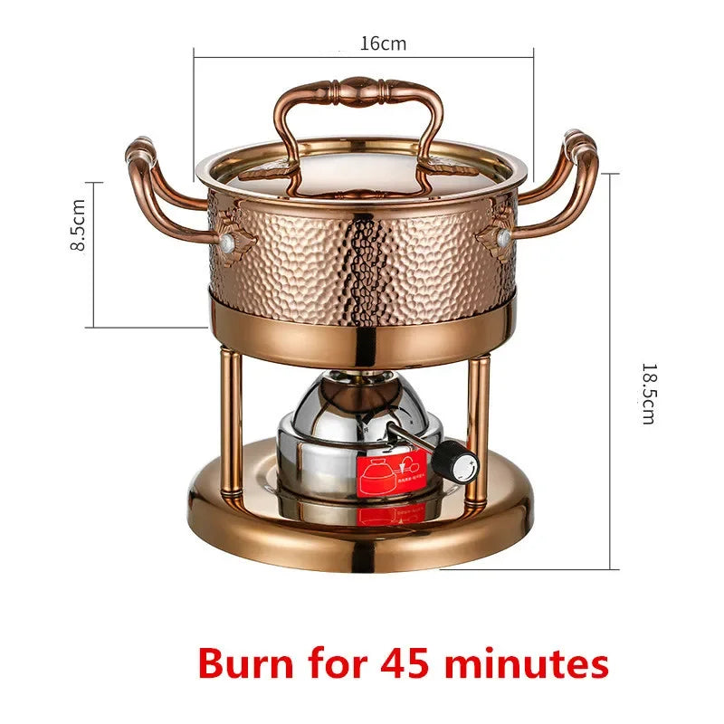 Inflatable Butane Gas Boiler Outdoor 304 Stainless Steel Single Mini Chinese Hot Pot gold Hammer Pattern Mobile Hot Pot Stove ShopOnlyDeal