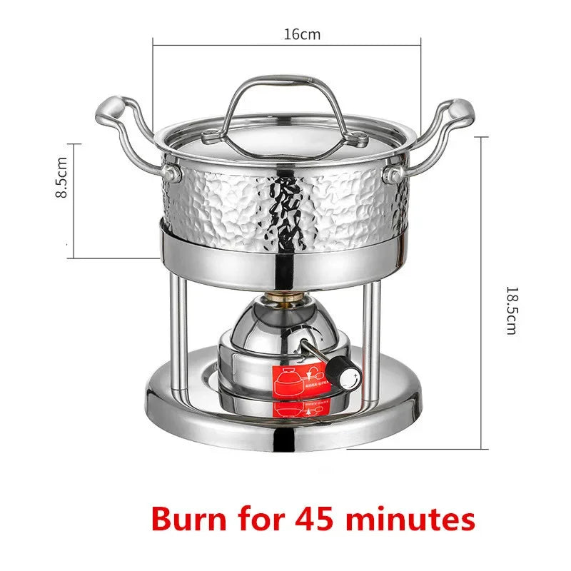 Inflatable Butane Gas Boiler Outdoor 304 Stainless Steel Single Mini Chinese Hot Pot gold Hammer Pattern Mobile Hot Pot Stove ShopOnlyDeal