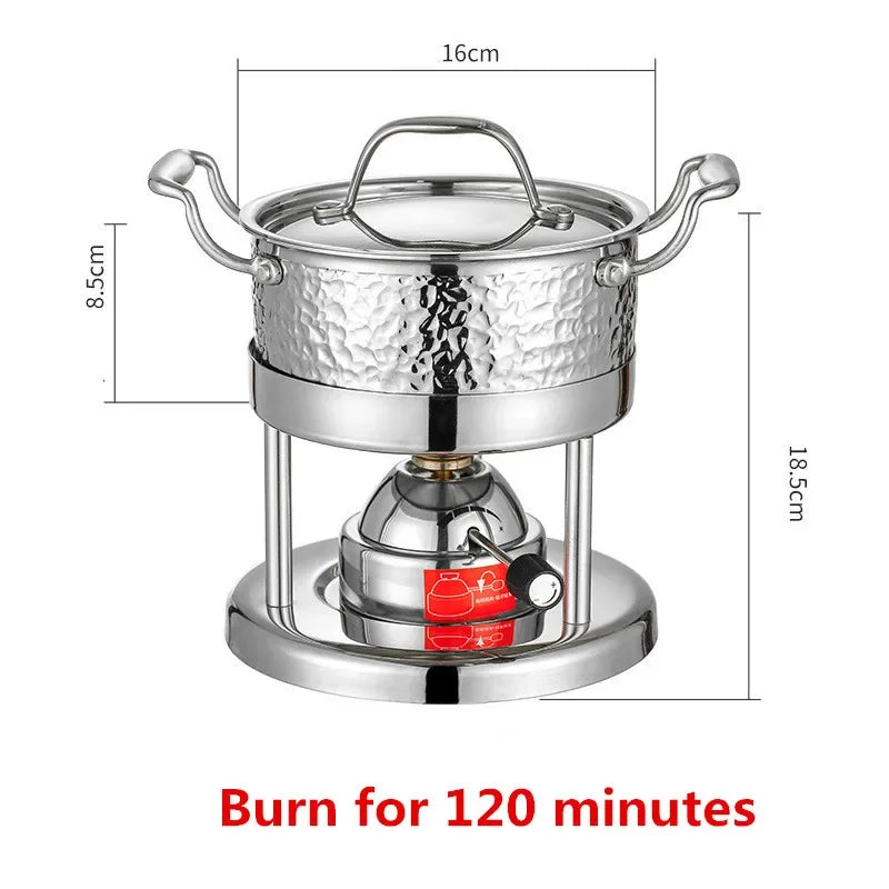 Inflatable Butane Gas Boiler Outdoor 304 Stainless Steel Single Mini Chinese Hot Pot gold Hammer Pattern Mobile Hot Pot Stove ShopOnlyDeal