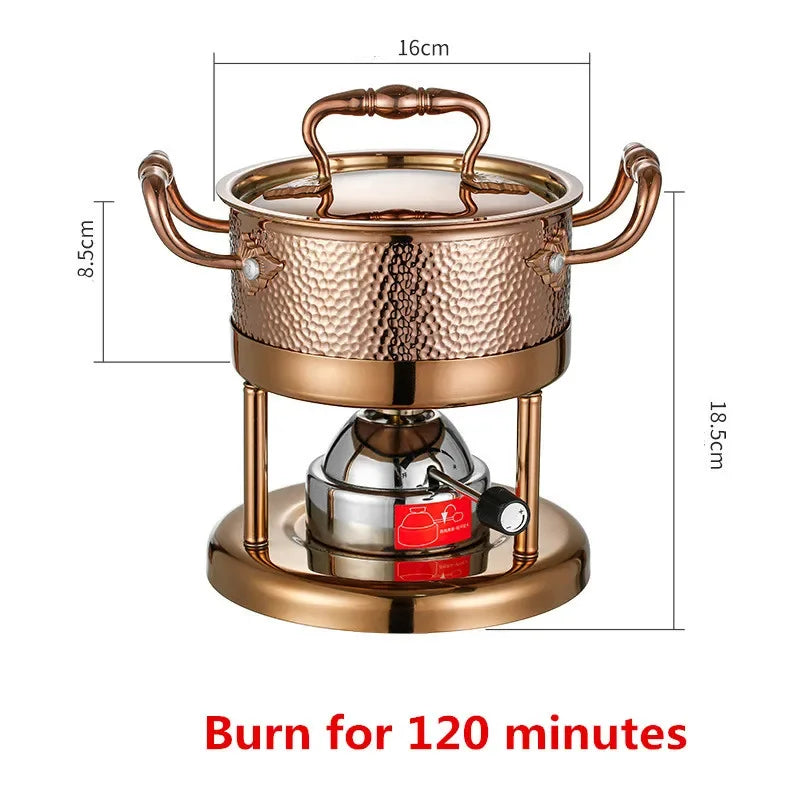 Inflatable Butane Gas Boiler Outdoor 304 Stainless Steel Single Mini Chinese Hot Pot gold Hammer Pattern Mobile Hot Pot Stove ShopOnlyDeal