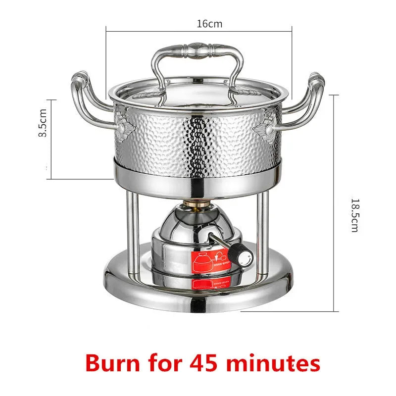 Inflatable Butane Gas Boiler Outdoor 304 Stainless Steel Single Mini Chinese Hot Pot gold Hammer Pattern Mobile Hot Pot Stove ShopOnlyDeal