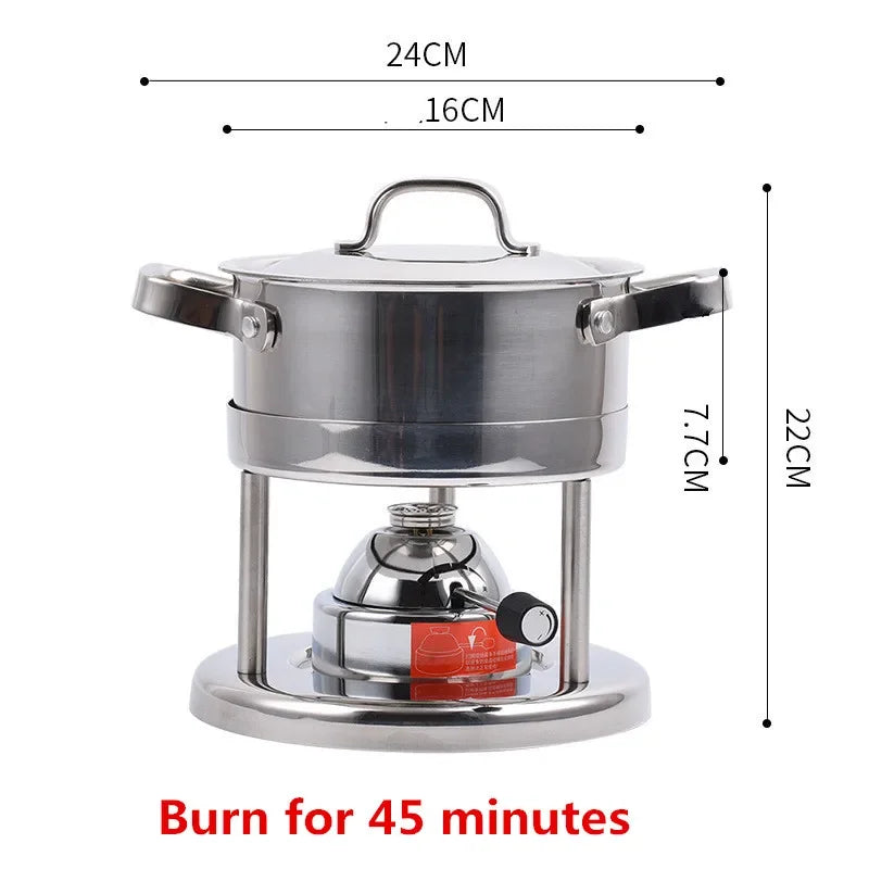 Inflatable Butane Gas Boiler Outdoor 304 Stainless Steel Single Mini Chinese Hot Pot gold Hammer Pattern Mobile Hot Pot Stove ShopOnlyDeal