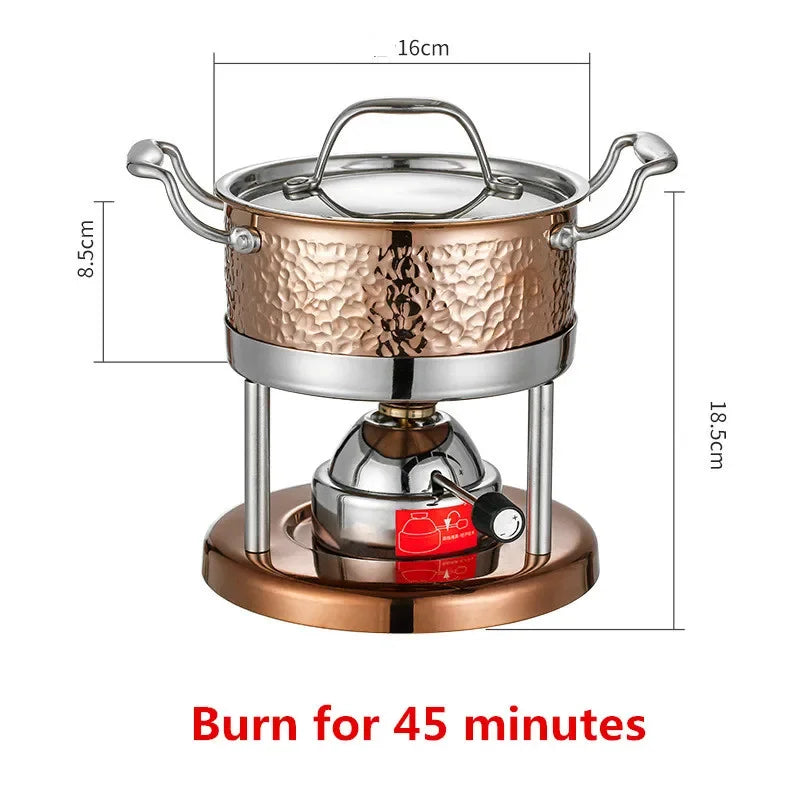 Inflatable Butane Gas Boiler Outdoor 304 Stainless Steel Single Mini Chinese Hot Pot gold Hammer Pattern Mobile Hot Pot Stove ShopOnlyDeal