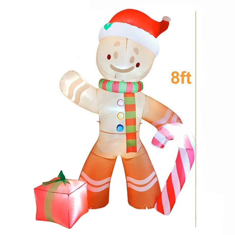 Inflatable Gingerbread Man 240CM LED Lighted Blow Up Decoration with Candy Christmas Decoration Outdoor Garden Parhelion Party ShopOnlyDeal