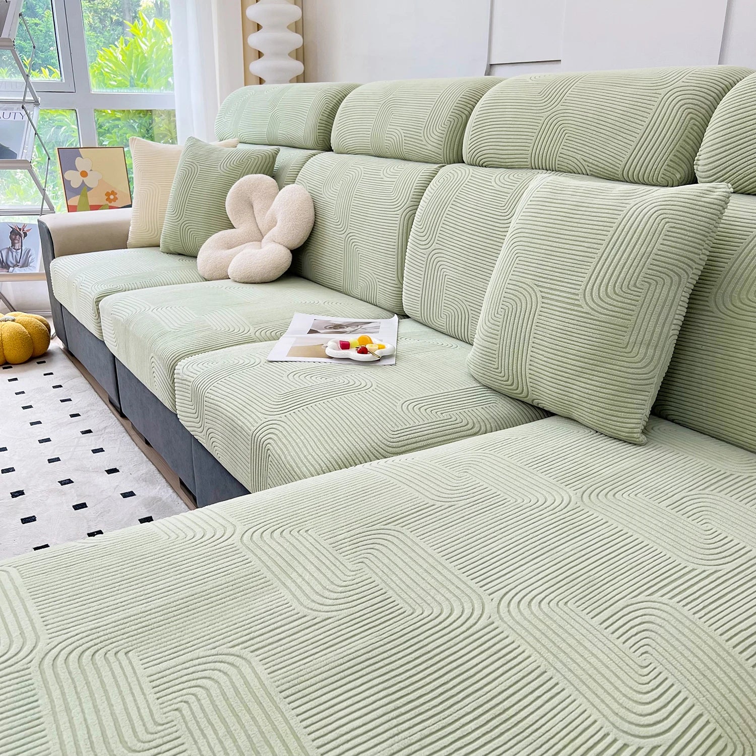 Sofa Cover Jacquard Sofa Seat Cushion Cover Elastic Soft Sofa Cover for Living Room Pets Kids Adjustable Sofa Cushion Furniture Protector ShopOnlyDeal