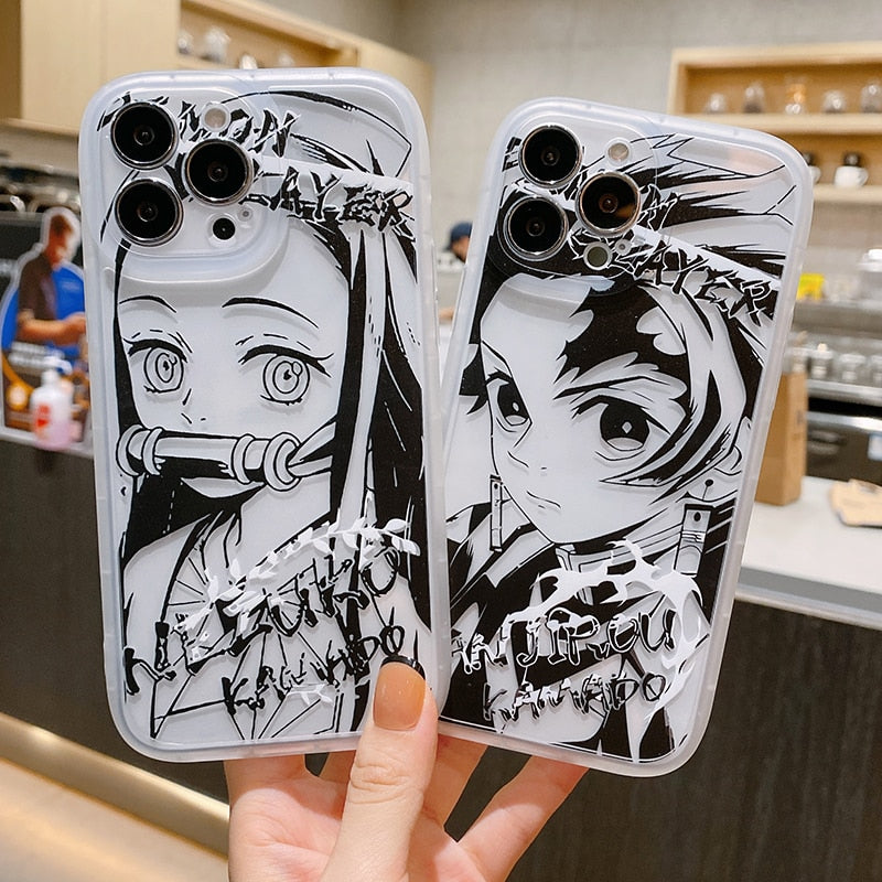 Anime Phone Cases Demon Slayer Tanjirou Kamado Nezuko Cute Cartoon Protective Case Cover For iPhone 14 13 12 11 Pro Max XR XS 7 8 Plus ShopOnlyDeal