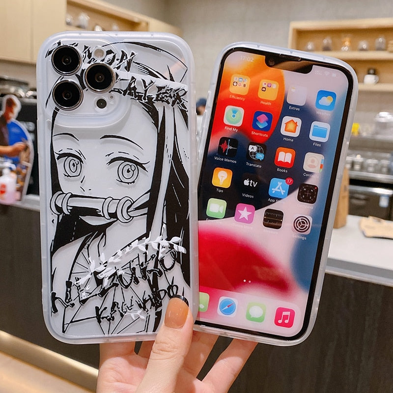 Anime Phone Cases Demon Slayer Tanjirou Kamado Nezuko Cute Cartoon Protective Case Cover For iPhone 14 13 12 11 Pro Max XR XS 7 8 Plus ShopOnlyDeal