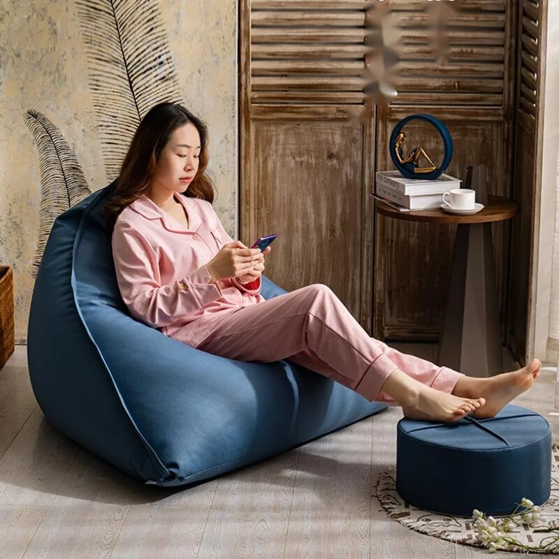 Japanese Lazy Giant Pouf Couch Tatami Bean Bag Chair Balcony Lying Light Luxury Leather Children Reading Single Chair ShopOnlyDeal