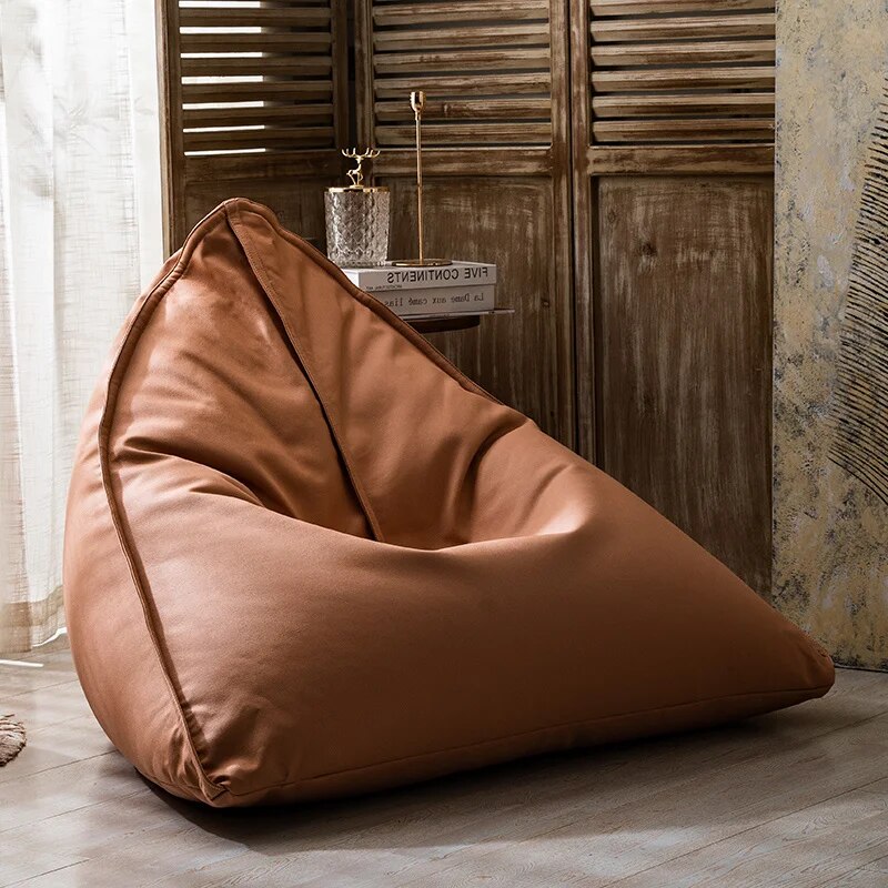 Japanese Lazy Giant Pouf Couch Tatami Bean Bag Chair Balcony Lying Light Luxury Leather Children Reading Single Chair ShopOnlyDeal