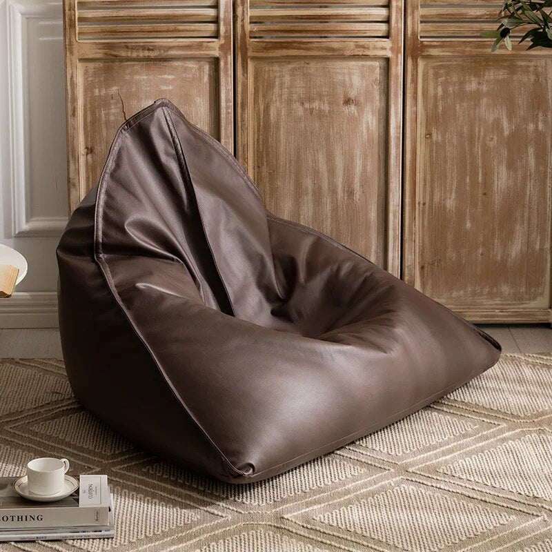 Japanese Lazy Giant Pouf Couch Tatami Bean Bag Chair Balcony Lying Light Luxury Leather Children Reading Single Chair ShopOnlyDeal