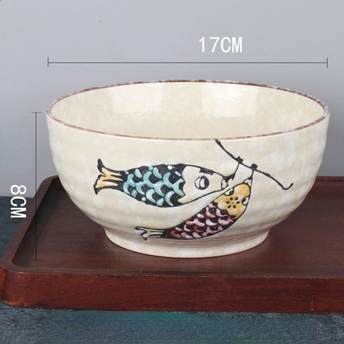 Japanese style hand-painted 7-inch ceramic household ramen bowl restaurant noodle bowl large instant noodle bowl net red bowl ShopOnlyDeal