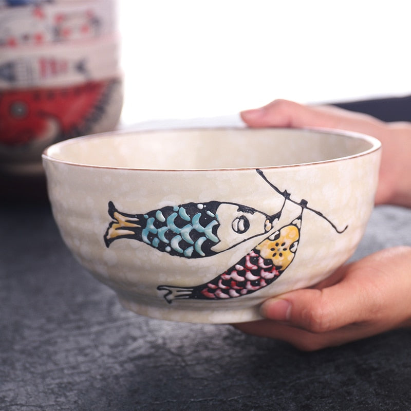 Japanese style hand-painted 7-inch ceramic household ramen bowl restaurant noodle bowl large instant noodle bowl net red bowl ShopOnlyDeal