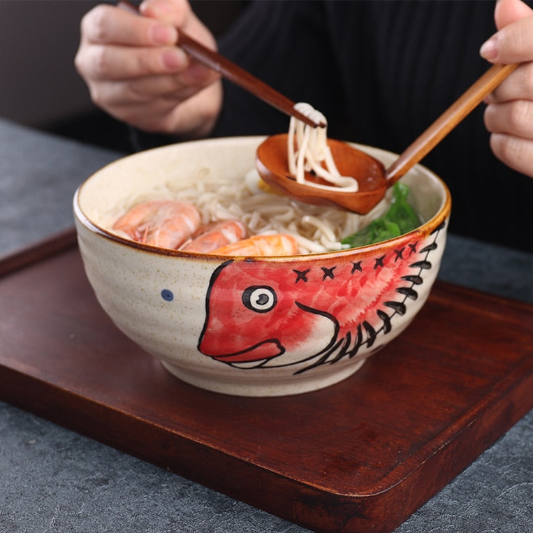 Japanese style hand-painted 7-inch ceramic household ramen bowl restaurant noodle bowl large instant noodle bowl net red bowl ShopOnlyDeal