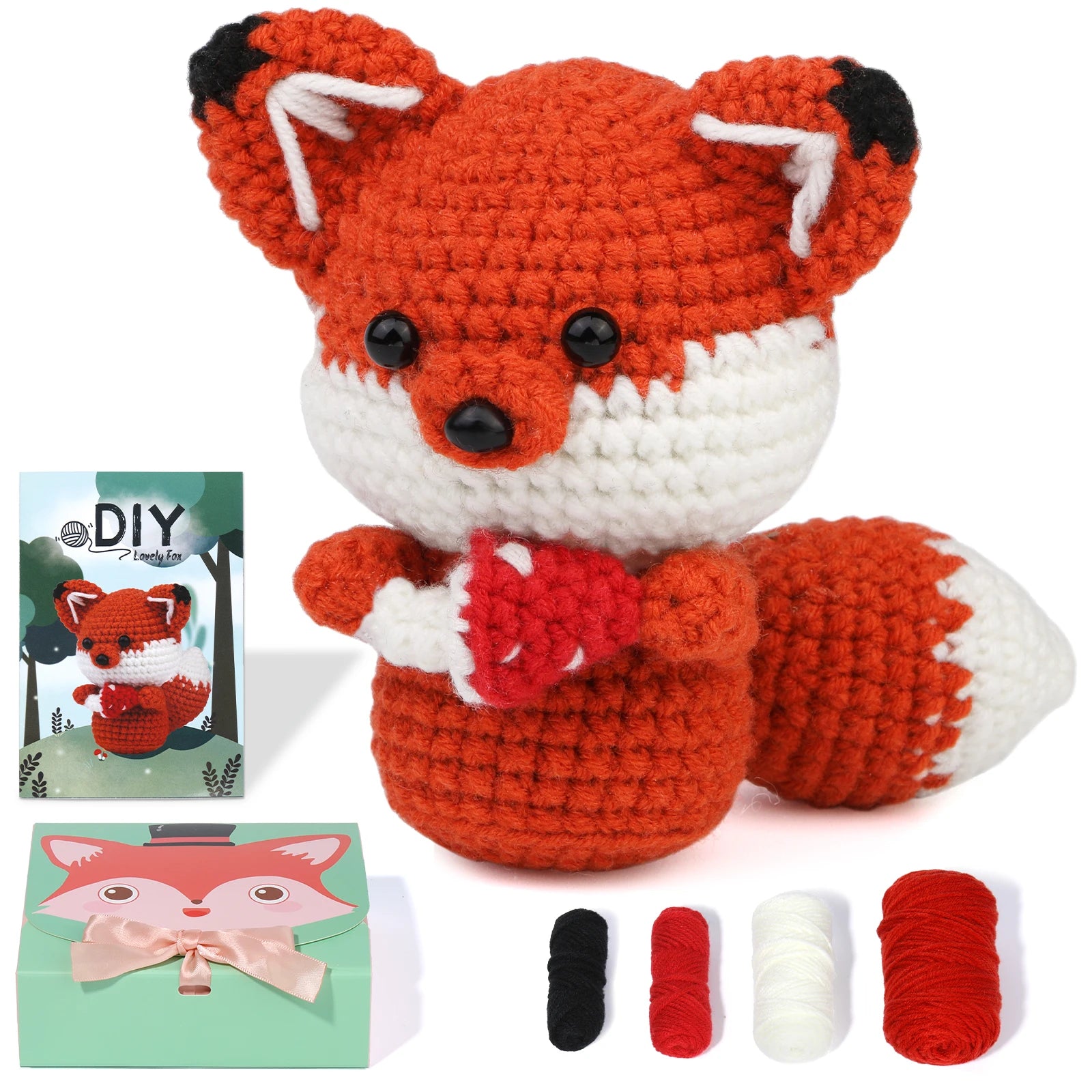 Cute Animal Crochet Knitting Beginner Kit: Complete Set with Hand Knitting Yarn, Thread, Hook, Needles - Ideal DIY Handcraft Accessories Set ShopOnlyDeal