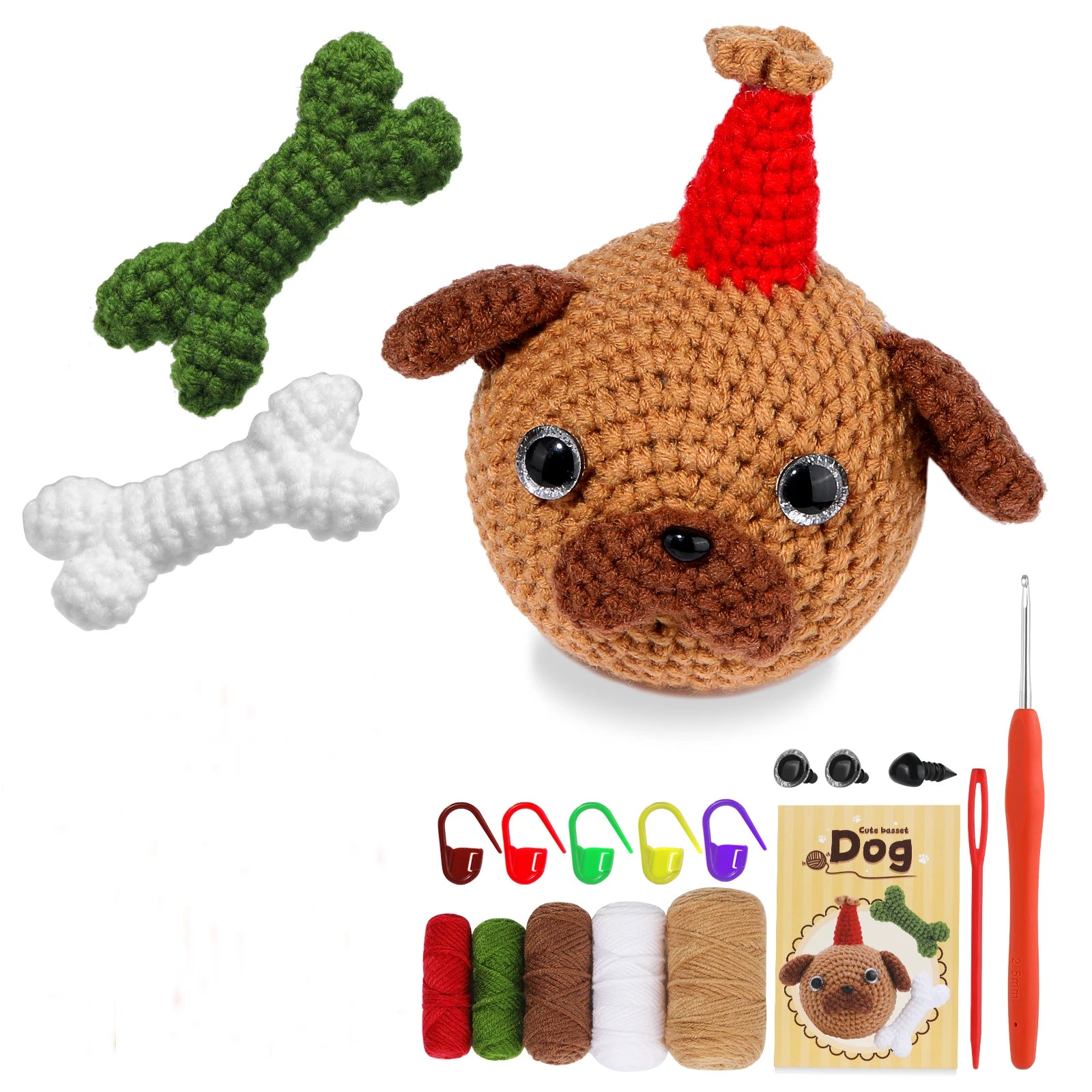 Cute Animal Crochet Knitting Beginner Kit: Complete Set with Hand Knitting Yarn, Thread, Hook, Needles - Ideal DIY Handcraft Accessories Set ShopOnlyDeal