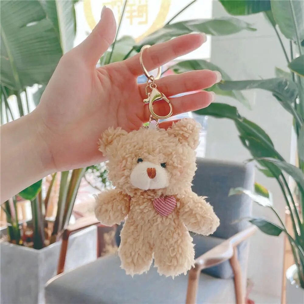 Kawaii 11cm Soft Teddy Bear Keychain Plush Rabbit Pendant Keychain DIY Trinket Kids Stuffed Animal Toys Bag Car Accessories Shop1102905364 Store