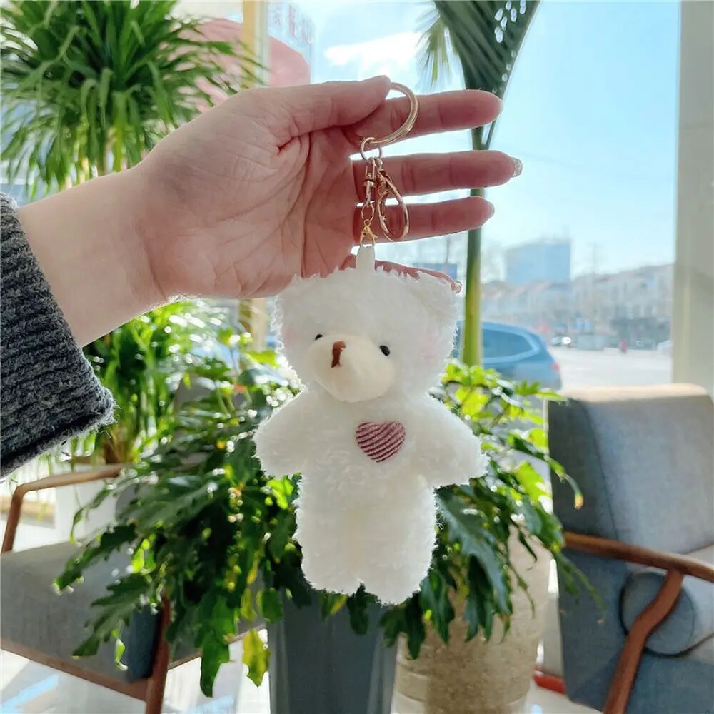 Kawaii 11cm Soft Teddy Bear Keychain Plush Rabbit Pendant Keychain DIY Trinket Kids Stuffed Animal Toys Bag Car Accessories Shop1102905364 Store