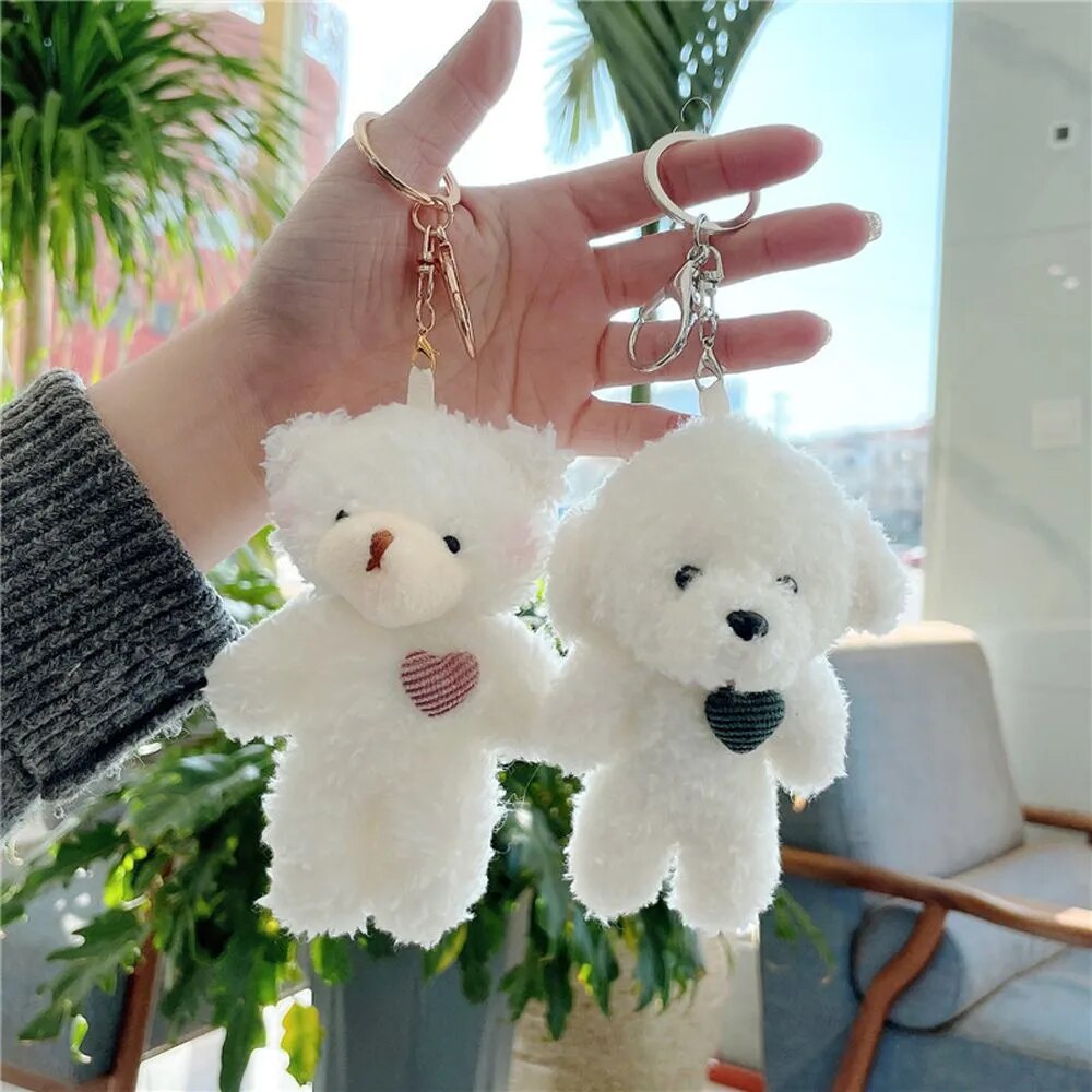 Kawaii 11cm Soft Teddy Bear Keychain Plush Rabbit Pendant Keychain DIY Trinket Kids Stuffed Animal Toys Bag Car Accessories Shop1102905364 Store