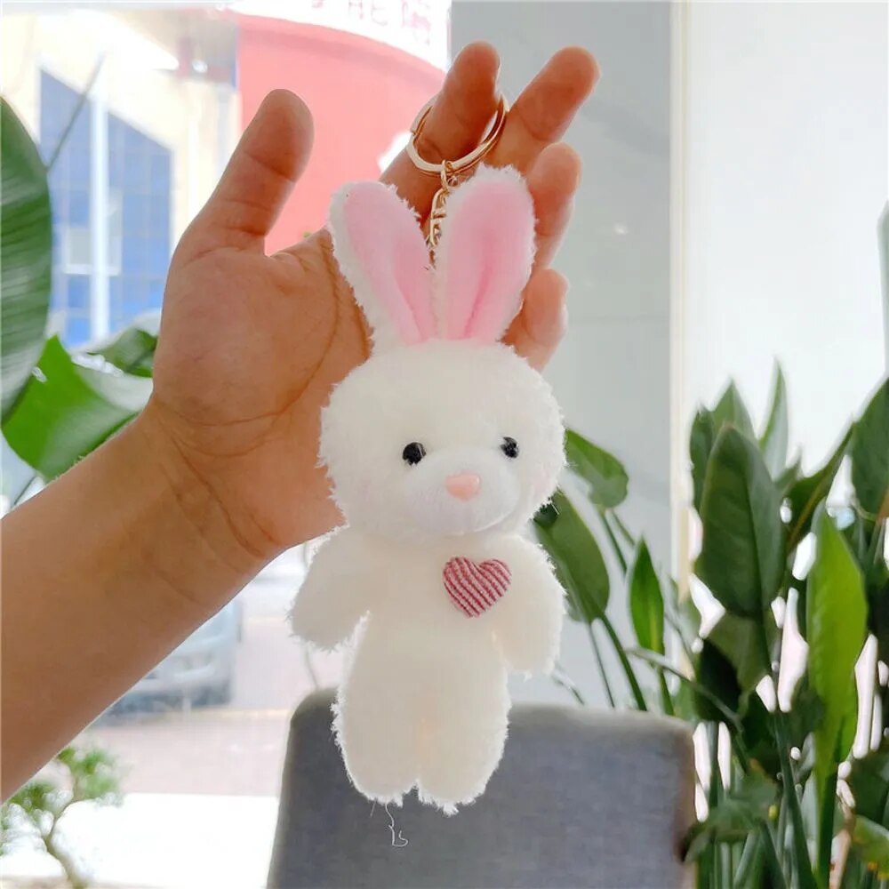 Kawaii 11cm Soft Teddy Bear Keychain Plush Rabbit Pendant Keychain DIY Trinket Kids Stuffed Animal Toys Bag Car Accessories Shop1102905364 Store