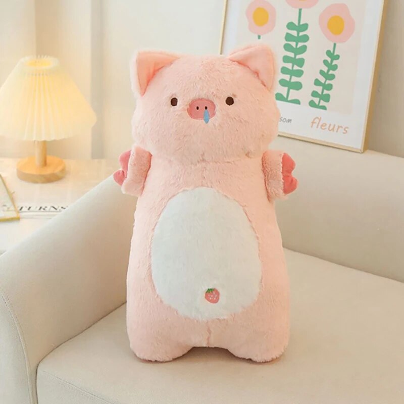 Kawaii Animal Long Standing Doll Stuffed Fluffy Siamese Cat Blue Orange Cats Snotty Pig Sleeping Body Support Pillow Kids Gift ShopOnlyDeal