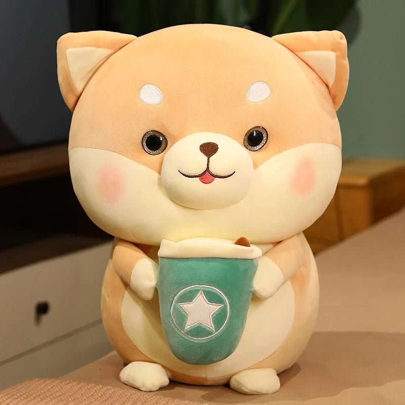 Shib Inu Kawaii Bubble Tea Dog Plush Toy Shiba Inu Stuffed Animal Plushie Doll Milk Tea Husky Boba Plush Birthday Gift Lovely Dog Pillow ShopOnlyDeal