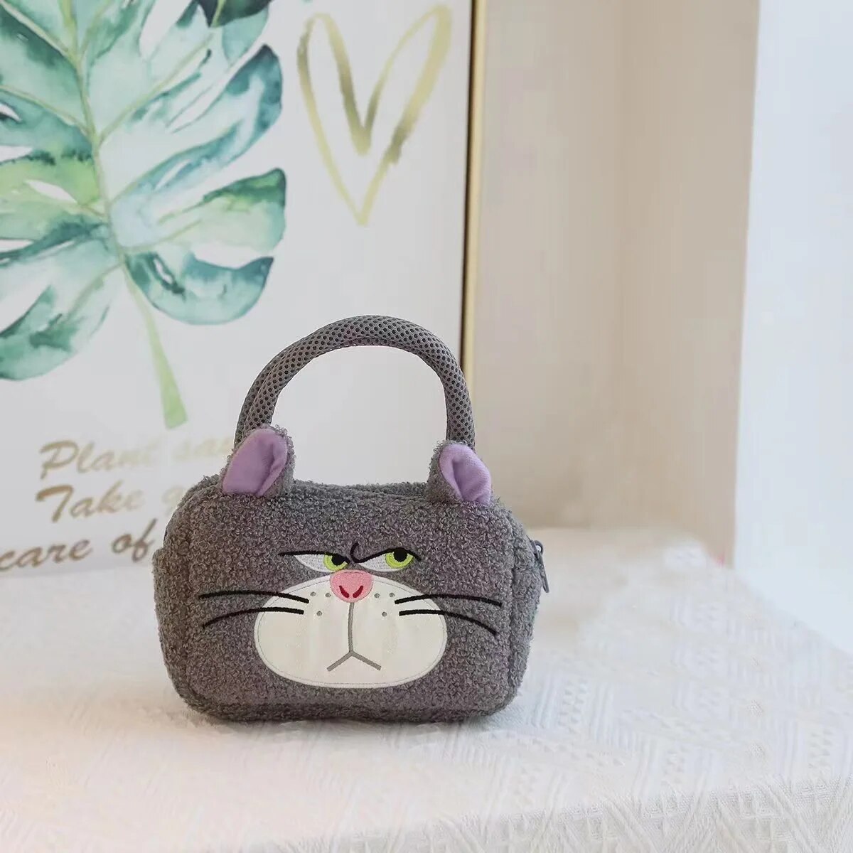 Kawaii Cat Fluffy Puffy Cutte Banded Pocket Anime Cinderellas Lucifers Plush Handbag Plushie Doll Cartoon Storage Bag Girl Gift RZ-STORE Store