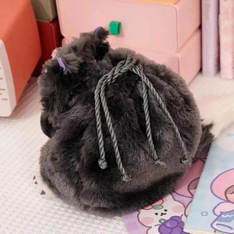 Kawaii Cat Fluffy Puffy Cutte Banded Pocket Anime Cinderellas Lucifers Plush Handbag Plushie Doll Cartoon Storage Bag Girl Gift RZ-STORE Store