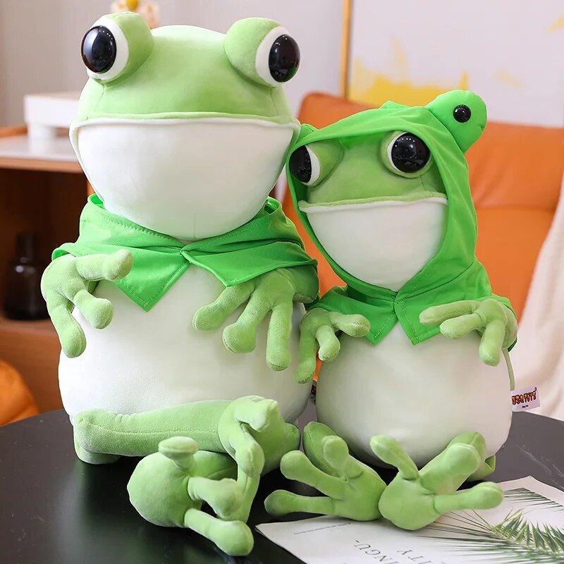 Kawaii Cloak Frog Plush Toy Soft Stuffed Animal Lovely Hat Big Eyes Anime Doll Baby Hug Pillow Children Boy Birthday Gifts ShopOnlyDeal