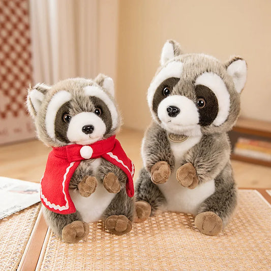 Kawaii Raccoon with Bells Cloak Plush Toy Simulation Cute Lifelike Procyon Animal Stuffed Dolls Kids Birthday Gift for Children ShopOnlyDeal