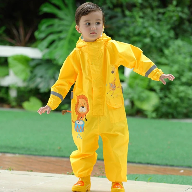 Kids Rain Suit with Hood :Stay Dry and Playful with Kids' Cartoon Animals Waterproof Rain Suit - Ideal for Children Aged 1-12! - Waterproof Jumpsuits Baby Cartoon Animals One Piece Raincoat Children Boys Girls Rainwear 1-12 Years ShopOnlyDeal