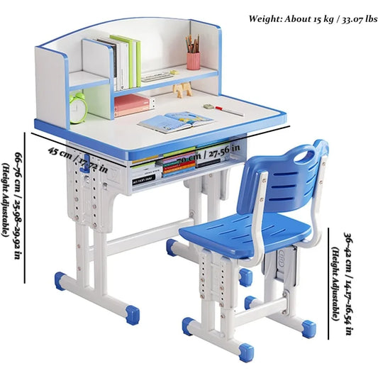 Kids' Table Chair Sets, Kids' Desks Chair, Height Adjustable Ergonomic Children Study Desk Table Computer Workstation ShopOnlyDeal