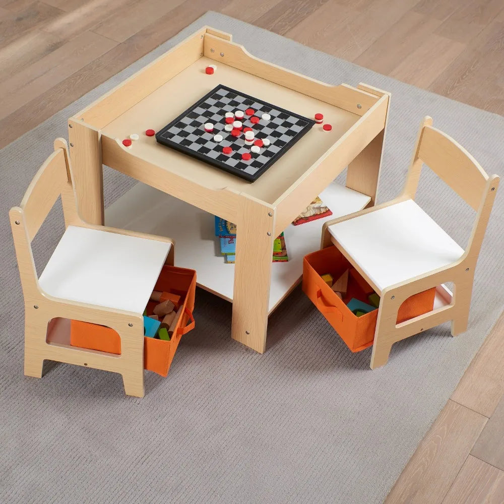 Kids Table Chairs Set Wooden with Storage 3 Piece Bedrooms Playrooms ShopOnlyDeal