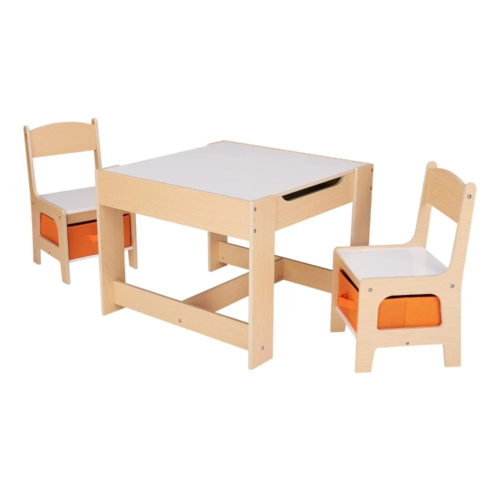 Kids Table Chairs Set Wooden with Storage 3 Piece Bedrooms Playrooms ShopOnlyDeal
