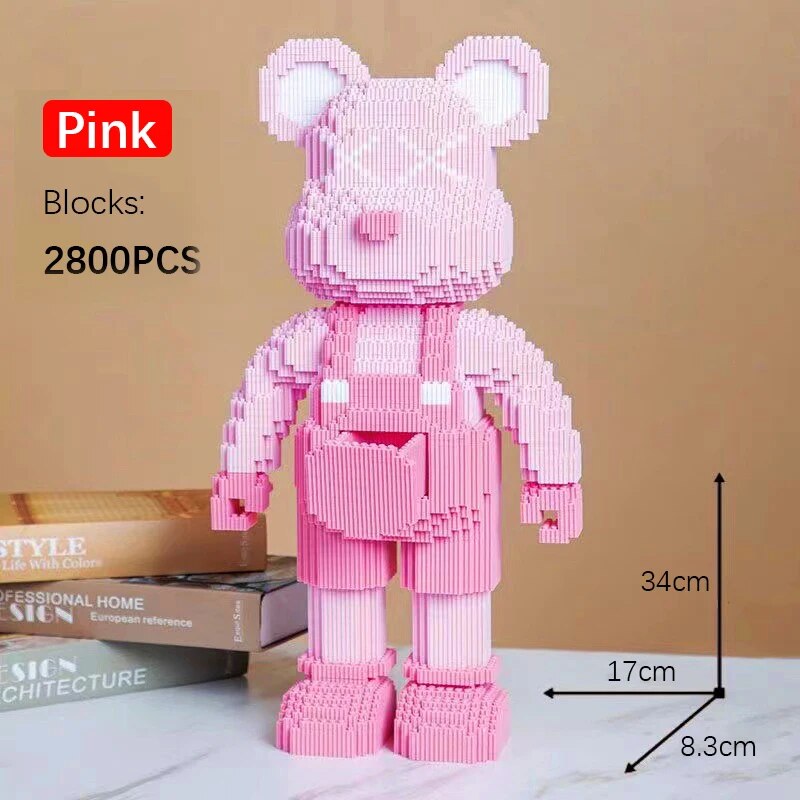 Astronaut Bear Kids Toys Cartoon Mini Love Violent Bear Bearbrick Model with Light Building Block DIY Micro Bricks Christmas Birthday Gift ShopOnlyDeal