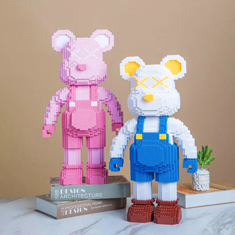 Astronaut Bear Kids Toys Cartoon Mini Love Violent Bear Bearbrick Model with Light Building Block DIY Micro Bricks Christmas Birthday Gift ShopOnlyDeal