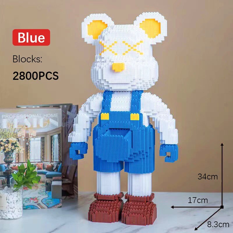 Astronaut Bear Kids Toys Cartoon Mini Love Violent Bear Bearbrick Model with Light Building Block DIY Micro Bricks Christmas Birthday Gift ShopOnlyDeal