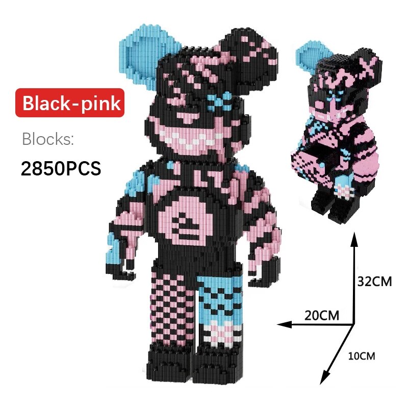 Astronaut Bear Kids Toys Cartoon Mini Love Violent Bear Bearbrick Model with Light Building Block DIY Micro Bricks Christmas Birthday Gift ShopOnlyDeal