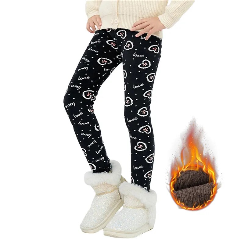 Korean Girls Pants Autumn Winter Children Trousers Warm Leggings Thicken Velvet Star Print Kids Pant Baby Girl Keep Warm Legging ShopOnlyDeal